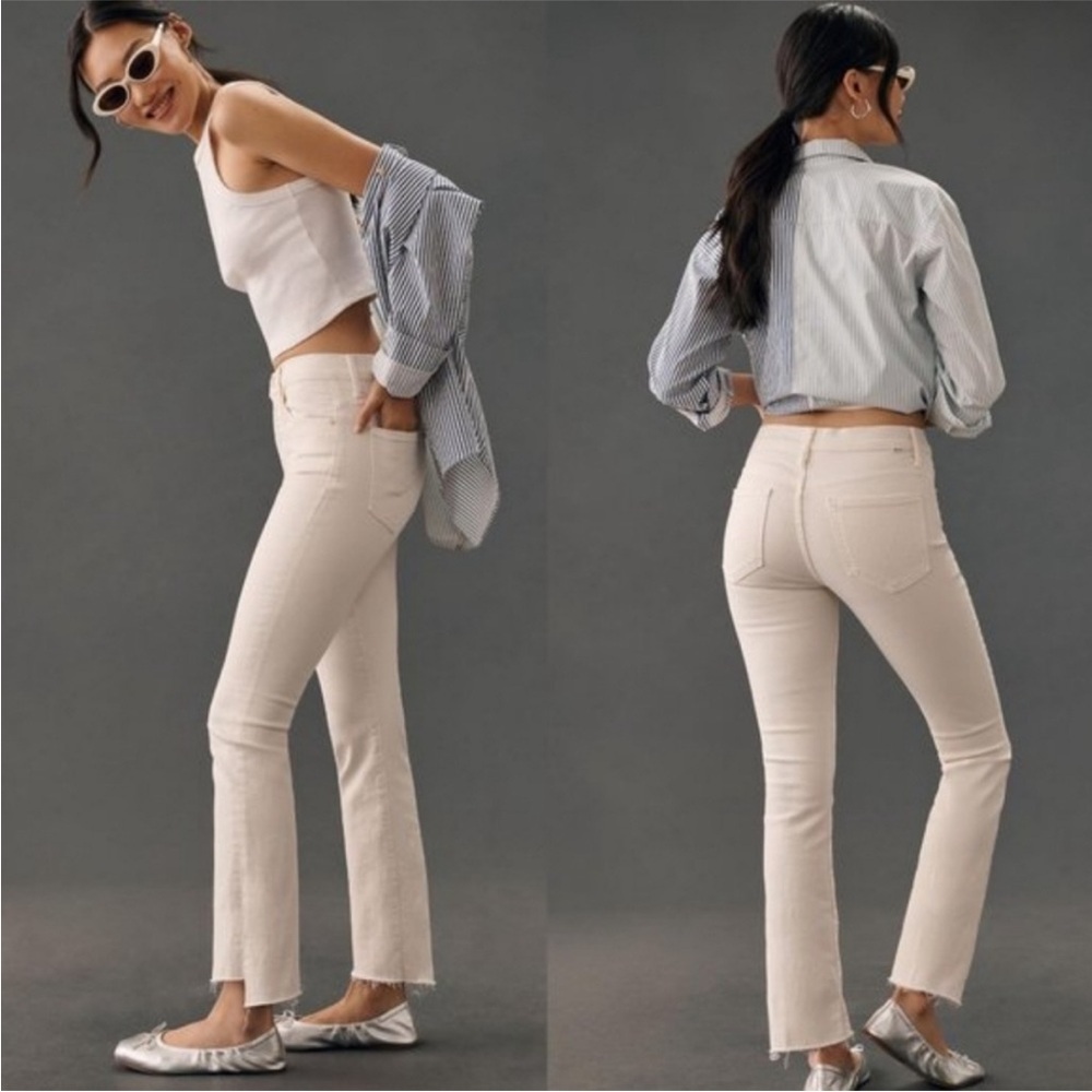 NWT Mother Jeans The Insider Crop Step Fray in Chalk Ivory - Picture 2 of 9